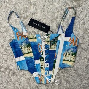 White Fox Boutique Blue Corset Top